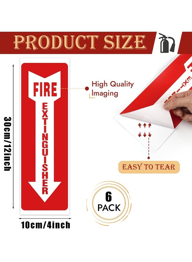 6PCS 4x12 Inch Self Adhesive UV Weatherproof Fire Extinguisher Safety Signs - Image 2