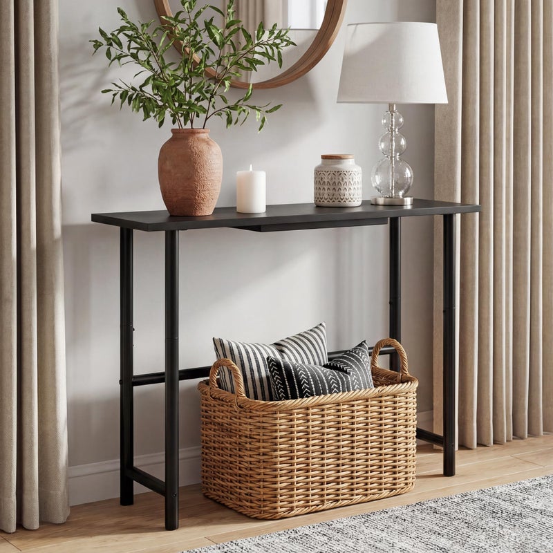 Manora 31.5" Narrow Console Table, Slim Entryway Table, Tall Thin Side Table for Couch, Small Sofa Side Display Table for Hall, Hallway, Bedroom, Living Room, Foyer, Black - Image 1
