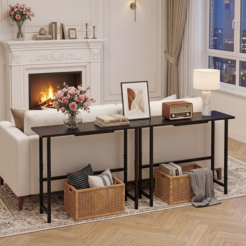 Manora 31.5" Narrow Console Table, Slim Entryway Table, Tall Thin Side Table for Couch, Small Sofa Side Display Table for Hall, Hallway, Bedroom, Living Room, Foyer, Black - Image 3