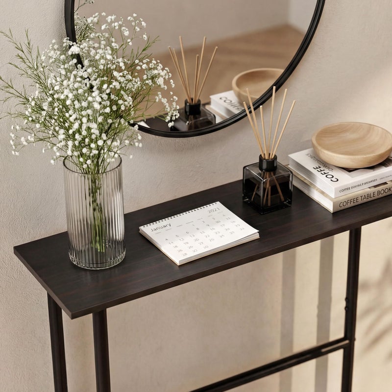 Manora 31.5" Narrow Console Table, Slim Entryway Table, Tall Thin Side Table for Couch, Small Sofa Side Display Table for Hall, Hallway, Bedroom, Living Room, Foyer, Black - Image 4