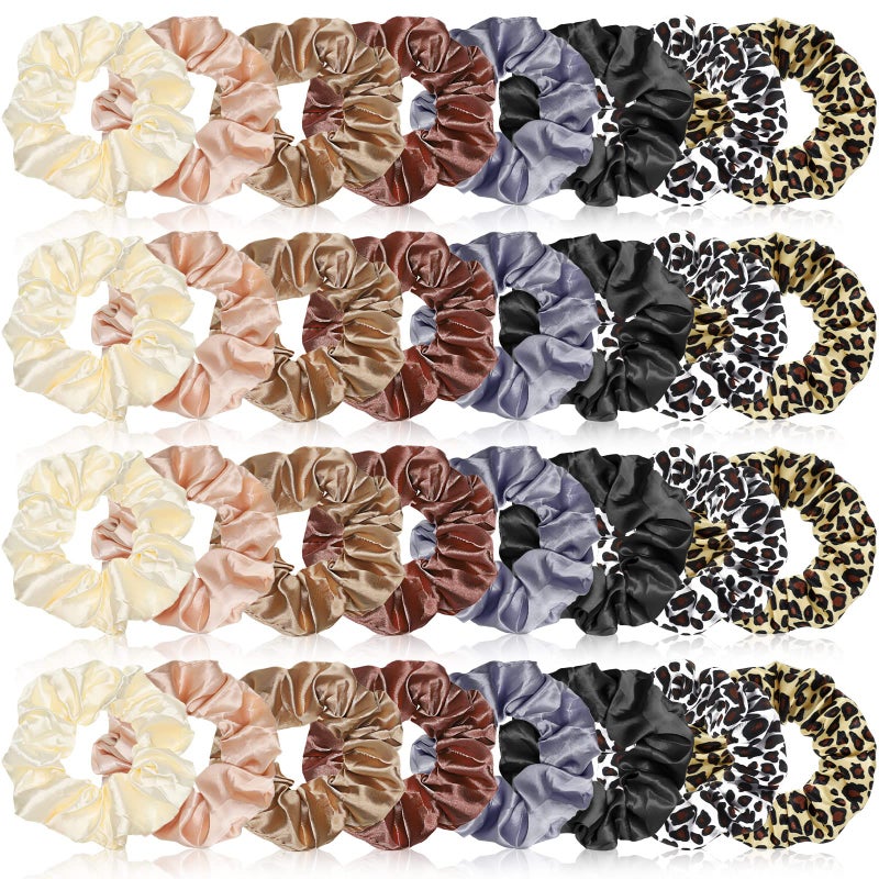 XunYee 24 Pcs Silk Hair Scrunchies Hair Ties Bands Colorful Satin Silk Elastic Large Satin Ponytail Holders Vintage Accessories for Women394 InchNovelty Colors