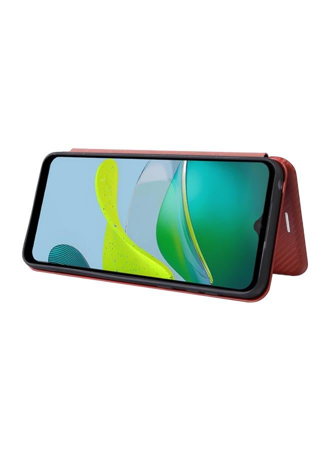 اس-توب جراب لهاتف Motorola Moto E13 4G مصنوع من ألياف الكربون وجلد قابل للطي - Image 5