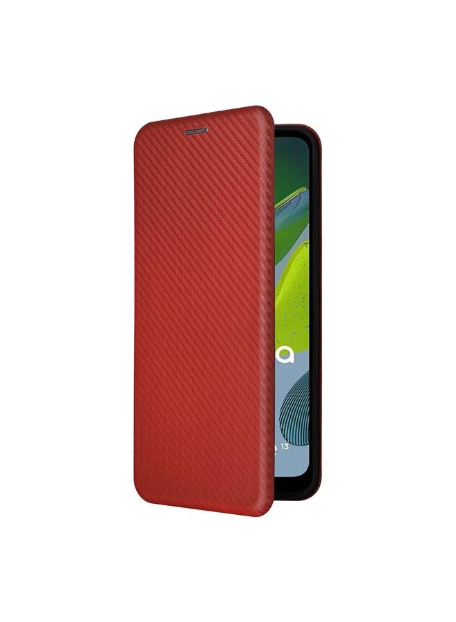 اس-توب جراب لهاتف Motorola Moto E13 4G مصنوع من ألياف الكربون وجلد قابل للطي - Image 2