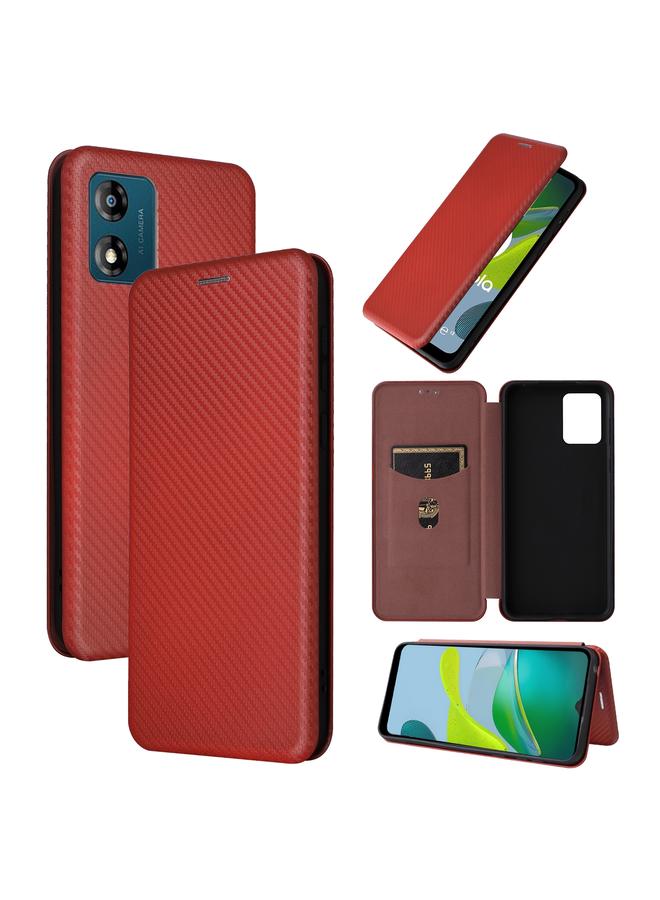 اس-توب جراب لهاتف Motorola Moto E13 4G مصنوع من ألياف الكربون وجلد قابل للطي - Image 1