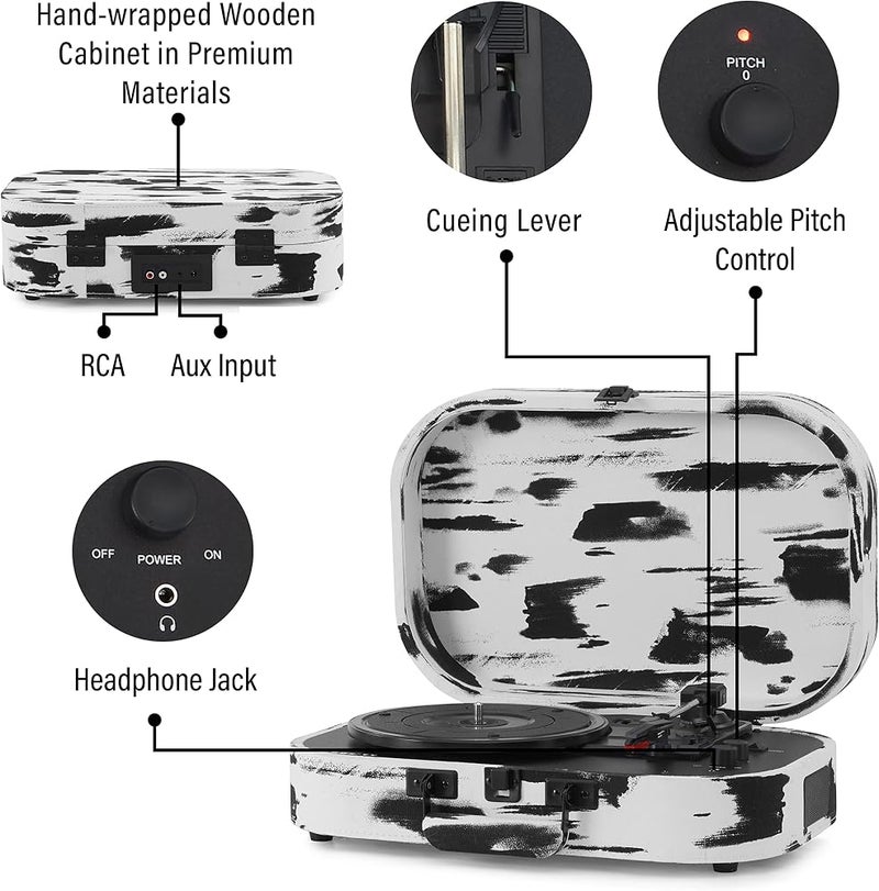 CROSLEY DISCOVERY PORTABLE TURNTABLE WITH BLUETOOTH IN/OUT - BLACK & WHITE - Image 3