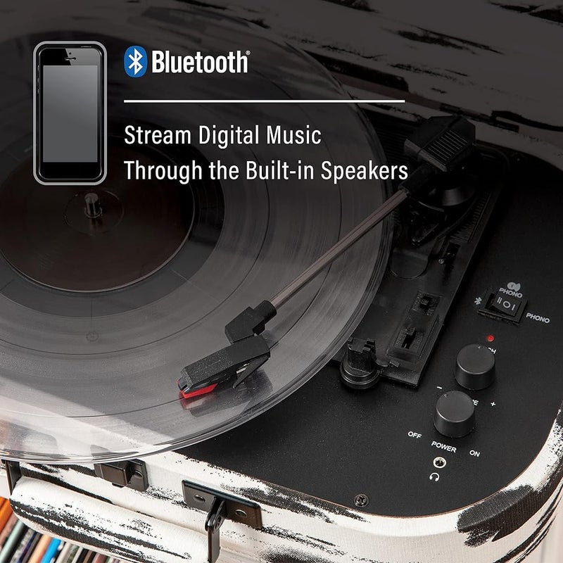 CROSLEY DISCOVERY PORTABLE TURNTABLE WITH BLUETOOTH IN/OUT - BLACK & WHITE - Image 4