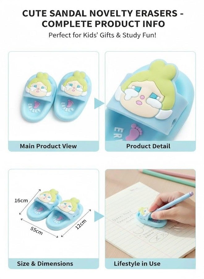 Teraabliss Cute Bear Slipper Shape Eraser for Kids - Mini Soft Rubber Novelty Erasers, Cartoon Design, Smooth Erasing, School Stationery Gift (Sky Blue) - Image 3