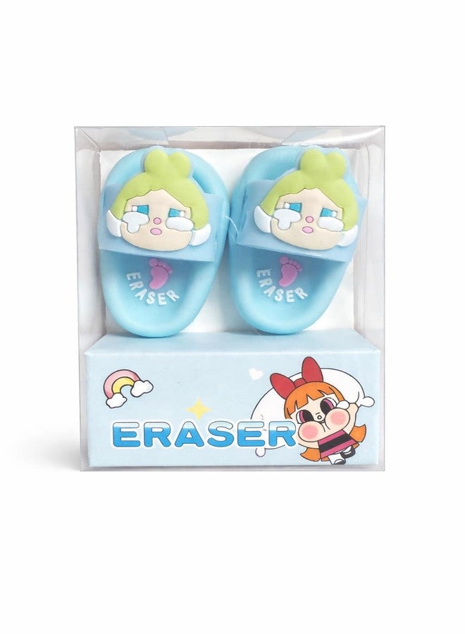 Teraabliss Cute Bear Slipper Shape Eraser for Kids - Mini Soft Rubber Novelty Erasers, Cartoon Design, Smooth Erasing, School Stationery Gift (Sky Blue) - Image 1