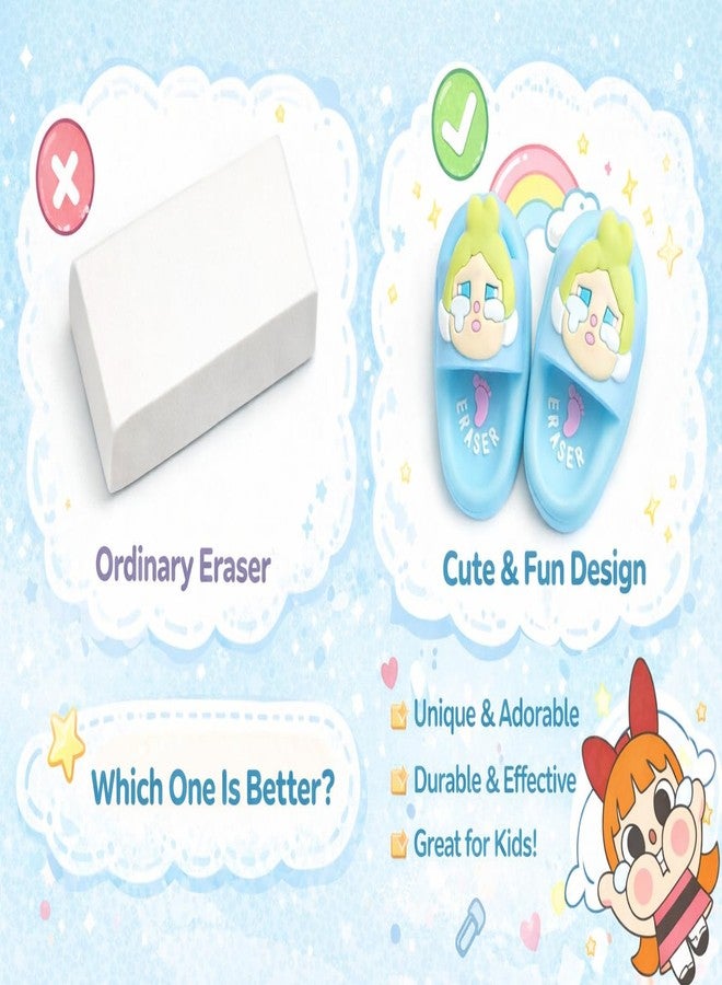 Teraabliss Cute Bear Slipper Shape Eraser for Kids - Mini Soft Rubber Novelty Erasers, Cartoon Design, Smooth Erasing, School Stationery Gift (Sky Blue) - Image 5