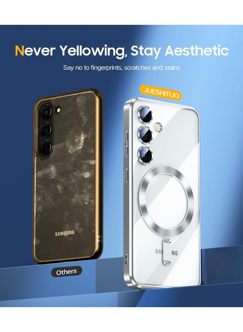 Magnetic Titanium Color for Samsung Galaxy S24 Case with Full Camera Protection [No.1 Strong N56 Magnets] [Military Grade Drop Protection] for Magsafe Women Girls Phone Case -Silver  - Image 4