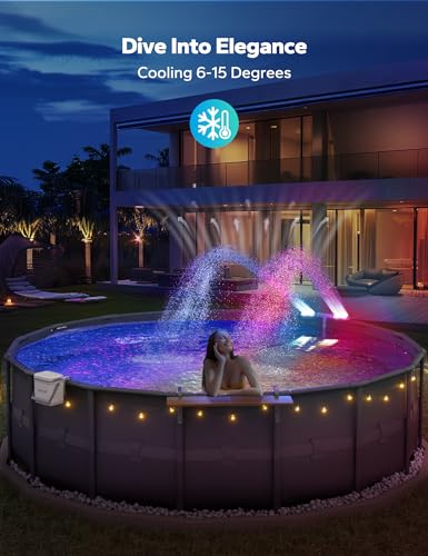 POOLHACKER Pool Fountains for Above Ground Pool, Pool Sprinkler Fountain, Gray, YC028-LED-SET - Image 5