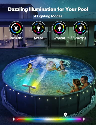 POOLHACKER Pool Fountains for Above Ground Pool, Pool Sprinkler Fountain, Gray, YC028-LED-SET - Image 2