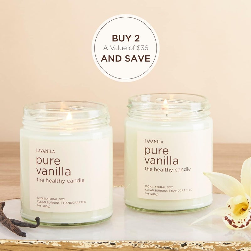 Lavanila - The Healthy Candle, Pure Vanilla (2-Pack, 7 oz Each) - Image 2