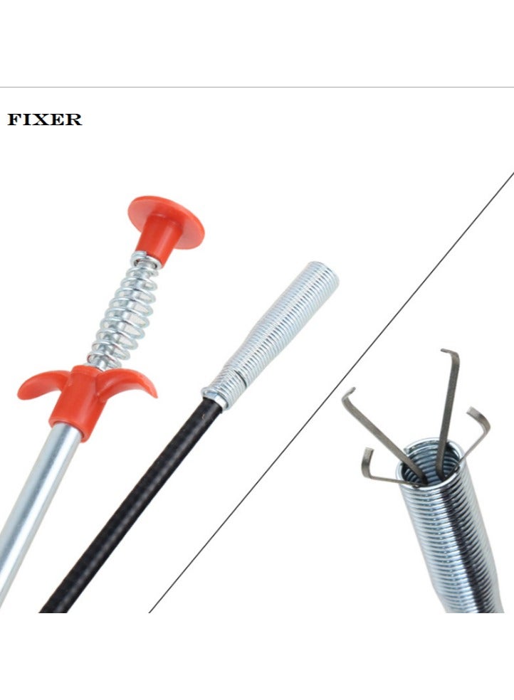 Fixer Stainless Steel 160cm Long Braided Wire Sewer Dredging Tools with Retractable Claw Clog Water Pipe Drain Sink Cleaner Snake Unblocked Kitchen Bath Rod Hair Remover (Pack of 1, 160 cm) - Image 1