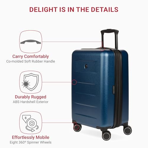 SWISSGEAR حقائب سفر صلبة قابلة للتوسيع من سويس جير 8020 إكليبس مع عجلات دوارة، بحرية، حقيبة يد 18 بوصة - Image 3