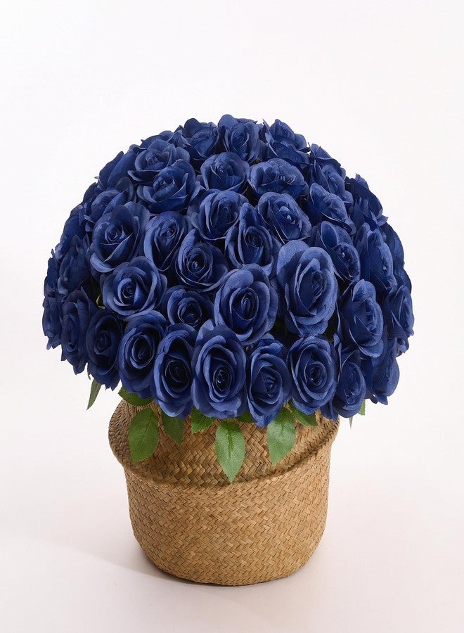 Helera 55 Pcs Navy Blue Roses Artificial Flowers Bulk, Artificial Roses Fake Flowers with Adjustable Stems, Soft Foam Roses for DIY Wedding Bouquets, Bridal Shower Centerpieces, Home Party Decor - Image 1
