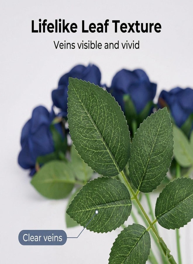 Helera 55 Pcs Navy Blue Roses Artificial Flowers Bulk, Artificial Roses Fake Flowers with Adjustable Stems, Soft Foam Roses for DIY Wedding Bouquets, Bridal Shower Centerpieces, Home Party Decor - Image 4