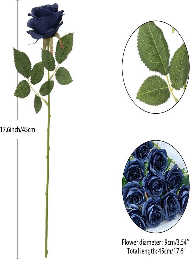 Helera 55 Pcs Navy Blue Roses Artificial Flowers Bulk, Artificial Roses Fake Flowers with Adjustable Stems, Soft Foam Roses for DIY Wedding Bouquets, Bridal Shower Centerpieces, Home Party Decor - Image 5