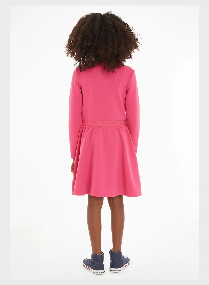 TOMMY HILFIGER Kids Crew Neck Belt Dress
