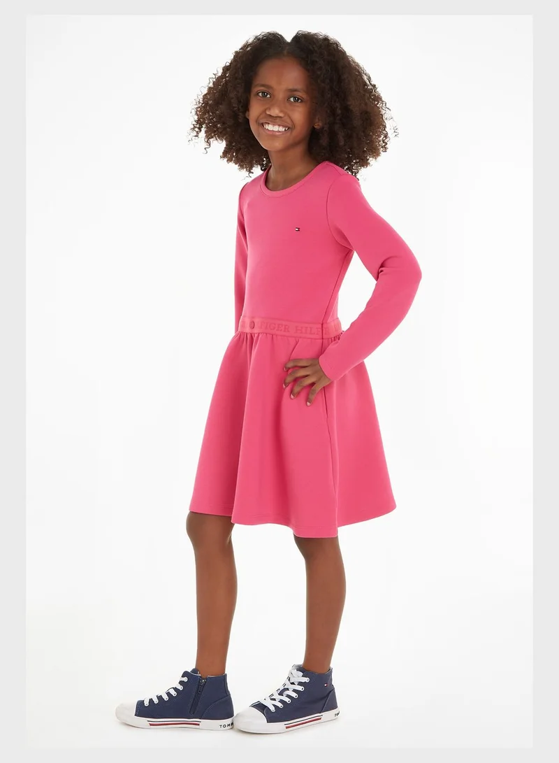 TOMMY HILFIGER Kids Crew Neck Belt Dress