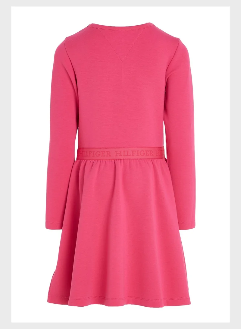 TOMMY HILFIGER Kids Crew Neck Belt Dress