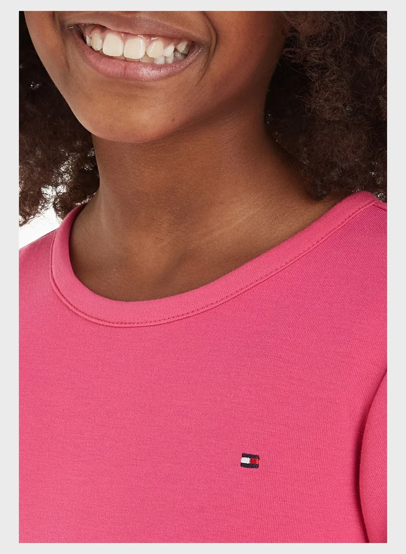 TOMMY HILFIGER Kids Crew Neck Belt Dress