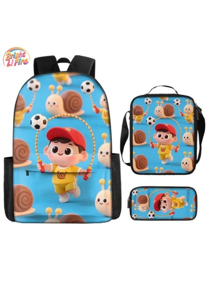 Bright Li Fire Unlock the new fashion of childish fun! Three-piece set of bags, cartoon elements for children and teenagers (students, children, friends' outings, mountain climbing, schooling, etc. can be used) - 56 - Image 1