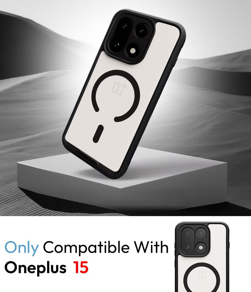 KAPAVER Mag-X Sandstone Back Cover Case Compatible with MagSafe, Magnetic Case for OnePlus 15 (PC+TPU) (Black) - Image 2