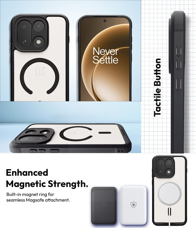KAPAVER Mag-X Sandstone Back Cover Case Compatible with MagSafe, Magnetic Case for OnePlus 15 (PC+TPU) (Black) - Image 3