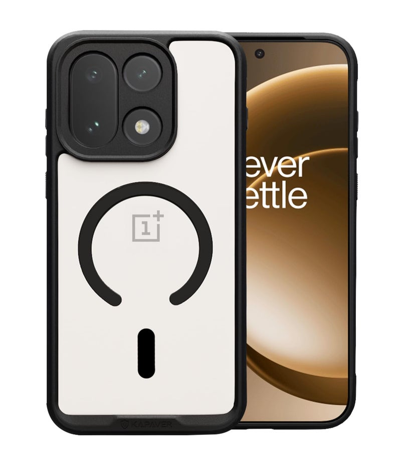 KAPAVER Mag-X Sandstone Back Cover Case Compatible with MagSafe, Magnetic Case for OnePlus 15 (PC+TPU) (Black) - Image 1