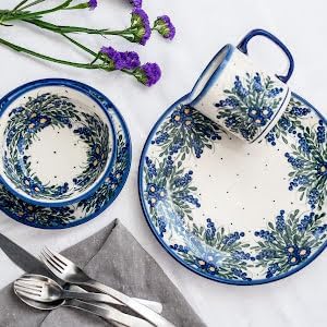 Blue Rose Pottery Blue Rose Polish Pottery Hyacinth Dinner Plate - Image 2