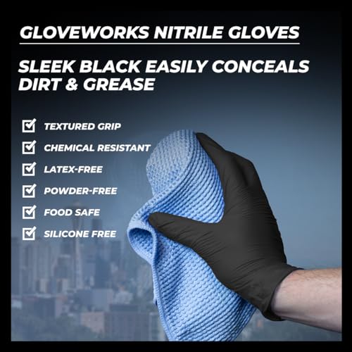 GLOVEWORKS قفازات غلاف بلاك نيتريل 5 مل خالية من البودرة للاستخدام الصناعي (1000 علبة) - Image 5