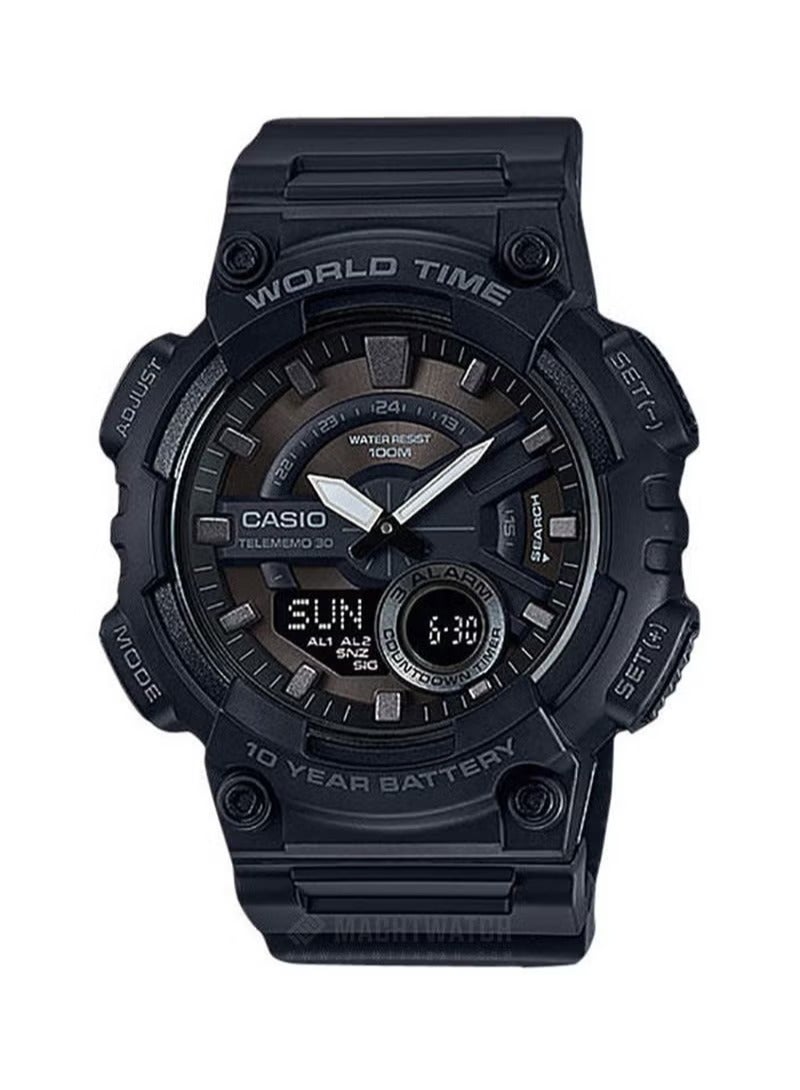 CASIO Men's Synthetic Analog & Digital Quartz Watch AEQ-110W-1BVDF - 47 mm - Black - Image 1