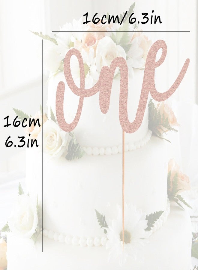 AHAORAY First Birthday Cake Topper - Rose Gold Glitter One Cake Decorating Supplies for Girls and Boys, Perfect for Baby Shower/Gender Revealing Party/Baby Party Photo Booth Props - Image 3
