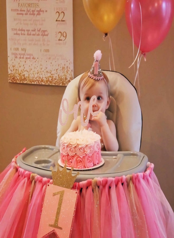AHAORAY First Birthday Cake Topper - Rose Gold Glitter One Cake Decorating Supplies for Girls and Boys, Perfect for Baby Shower/Gender Revealing Party/Baby Party Photo Booth Props - Image 4