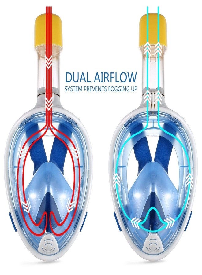 Olpad 180° Full Face Snorkeling Mask, Wide View Snorkel Set, Anti-Fog Anti-Leak Portable Underwater Diving Swimming Scuba Full Dry Free Breathing (Blue [S/M]) - Image 5