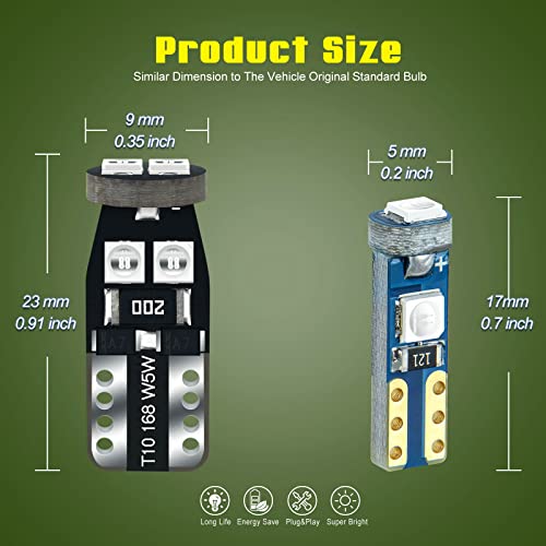 DODOFUN Green T5 PC74 PC37 PC118 T10 PC168 PC175 PC194 PC194G PC195 PC160 PC161 Instrument Cluster Light LED Bulb Replacement 37 74 73 2723 2721 158 168 194 2825 Dashboard Panel Gauge Indicator Lamp N Socket - Image 3