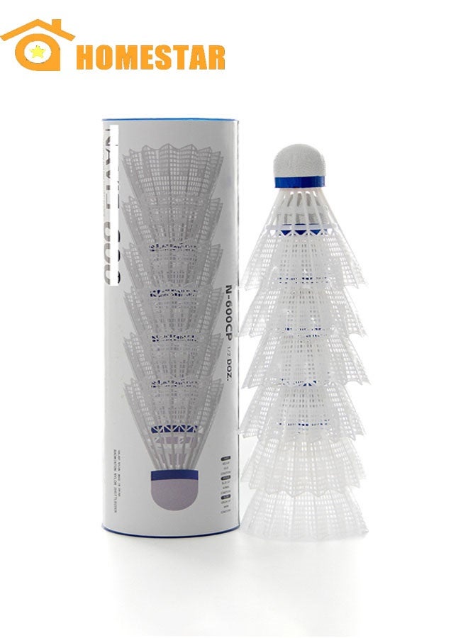 هومستر مكوك البادمينتون, 6 قطع نايلون مكوك البادمينتون, المتانة, الاستقرار شاتلكوك للخارج, داخلي, الرياضة, الأنشطة, التدريب, الأبيض - Image 1