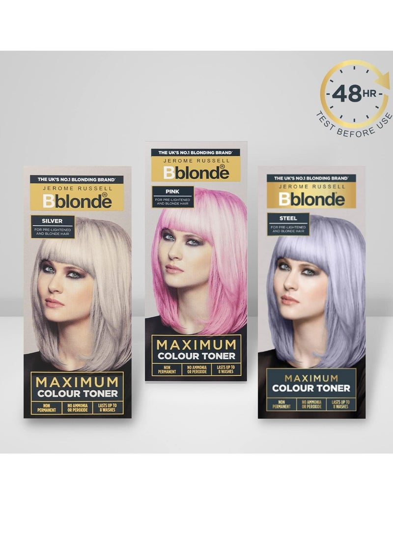 جيروم روسيل صبغة شعر فضية غير دائمة من Russell Bblonde Maximum Colour للشعر الأشقر الطبيعي والمُفتح مسبقًا صبغة شعر فضية بدون أمونيا أو بيروكسيد تدوم حتى 8 غسلات 75 مل - Image 3