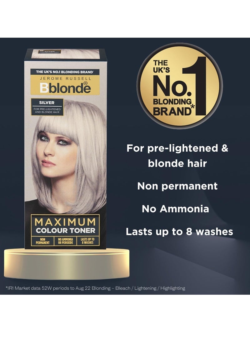 جيروم روسيل صبغة شعر فضية غير دائمة من Russell Bblonde Maximum Colour للشعر الأشقر الطبيعي والمُفتح مسبقًا صبغة شعر فضية بدون أمونيا أو بيروكسيد تدوم حتى 8 غسلات 75 مل - Image 4