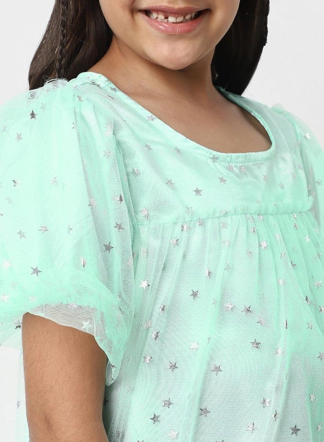 Nautinati Girls’ Green Mesh Dress - Image 4