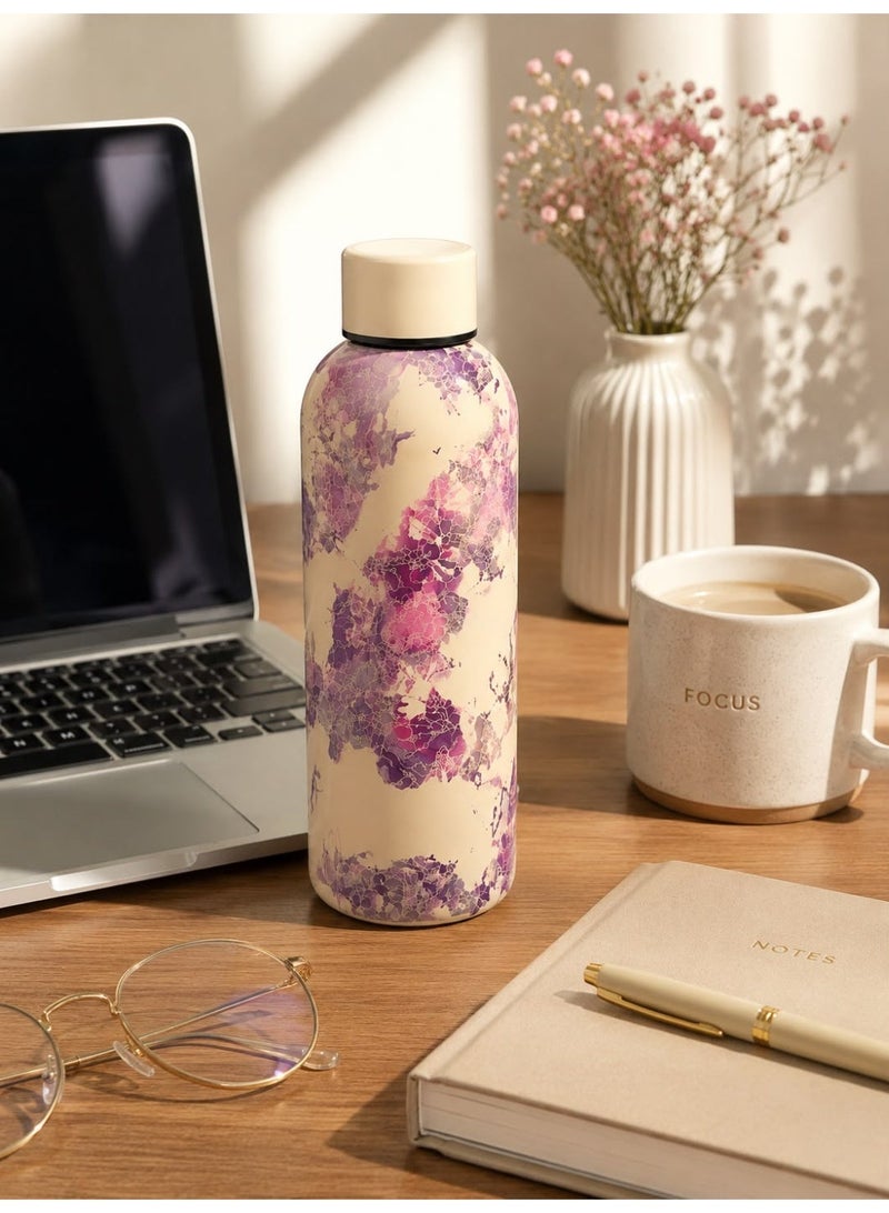 Insulated Water Bottle with Artistic Illustrations – Premium Stainless Steel Travel Mug for Kids and Women – Keeps Drinks Hot & Cold – Leak Proof Canteen with Soft Matte Finish (Multicolor) - Image 2
