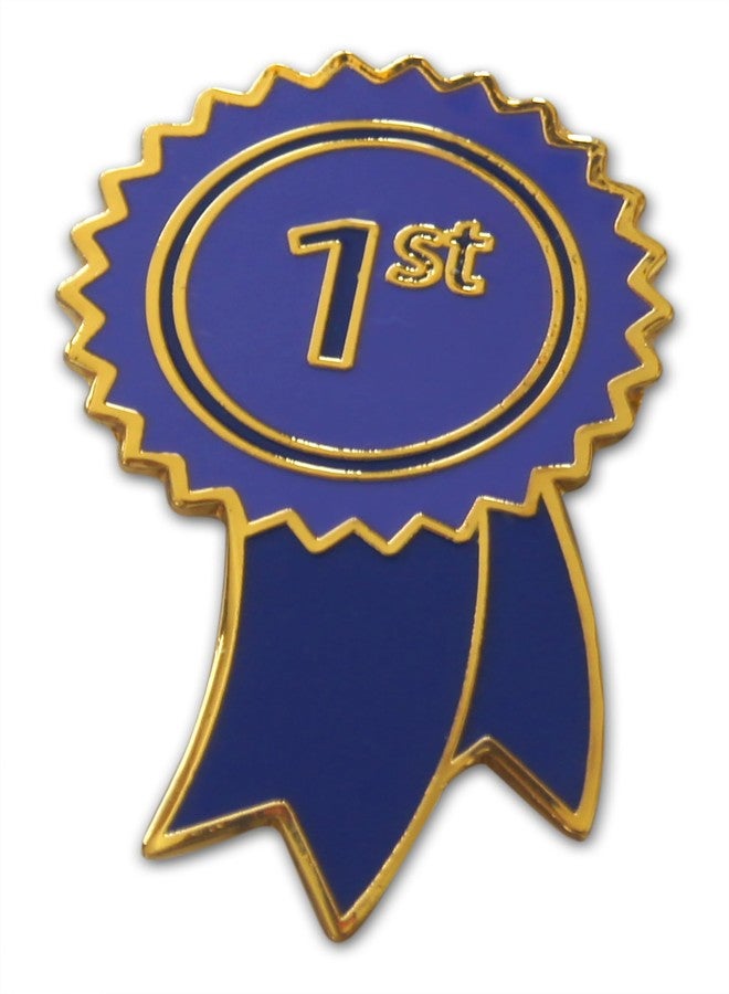 Novel Merk Blue Ribbon Contest Icons Lapel Pin, Hat Pin & Tie Tack Set - with Clutch Back (3- First Place) - Image 2