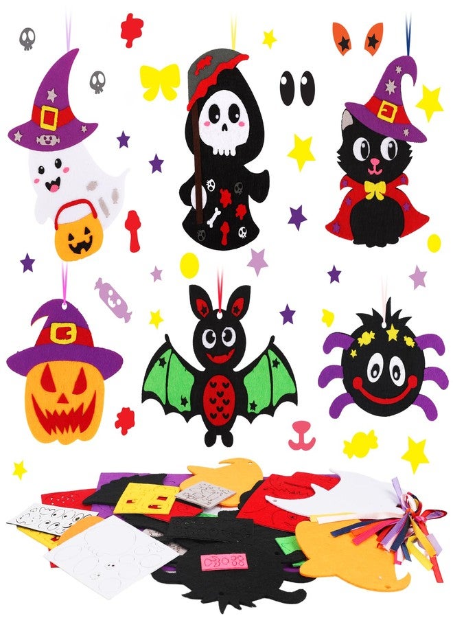 DERAYEE 12PCS Halloween Craft Kit, DIY Pumpkin Ghost Spider Bat Felt Stickers Crafts Make Your Own Hanging Ornament for Kids Boys Girls Halloween Art Craft Trick or Treat Party Supplies & Decoration - Image 1