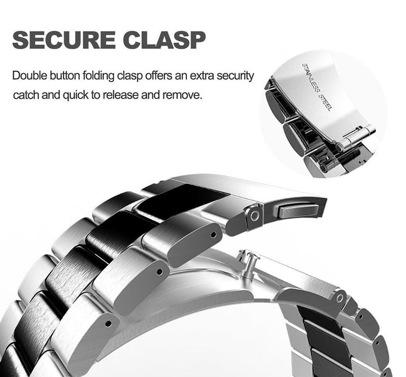 DEALELE Bands Compatible with Samsung Galaxy Watch 46mm / Galaxy 3 45mm, 22mm Stainless Steel Metal Replacement Strap for Huawei Wacth GT5 / GT5 Pro / 4/4 Pro / GT4 / 3 / GT3 46mm (Silver/black) - Image 3