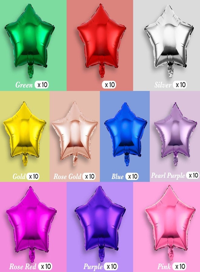 Raiten 100 Pieces 18 Inch Star Shape Foil Balloon Foil Helium Balloons Star Balloon for New Year Eve Party Birthday Wedding Decorations(Multicolor) - Image 3