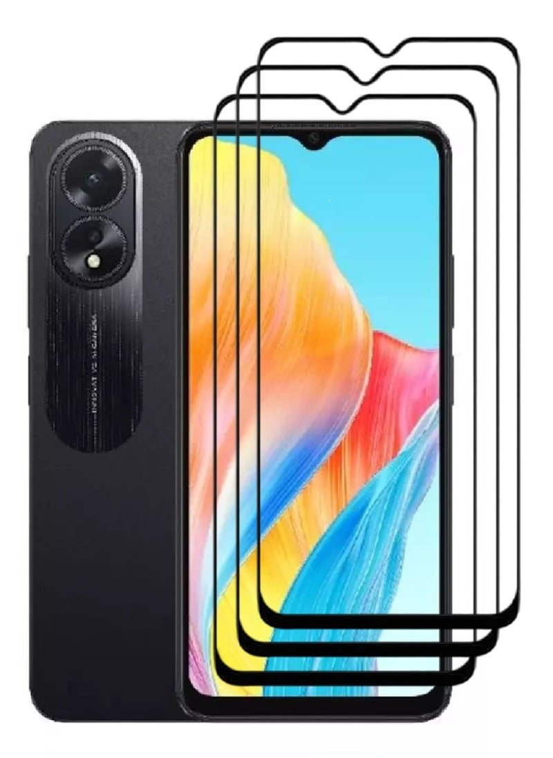 AINA 3 Pieces Tempered Glass Screen Protector 5D Designed For Oppo A38 Full Glue Edge to Edge Full Screen Coverage And Bubble Free - Image 1
