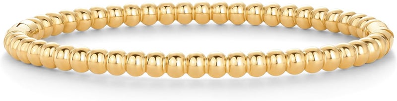 PAVOI 14K Gold Plated and Stainless Steel Beaded Bangle for Women 6.5 or 7" Bracelet - Image 1