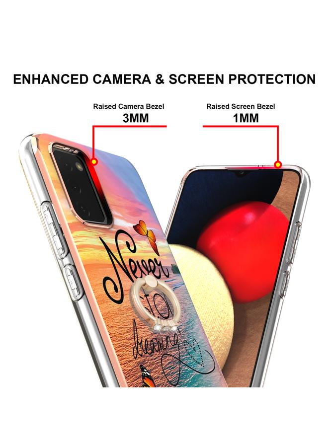 اس-توب جراب لهاتف Samsung Galaxy A02s مقاس 164 مم بنمط طلاء كهربائي IMD TPU مقاوم للصدمات مع حامل حلقي من حجر الراين - Image 3