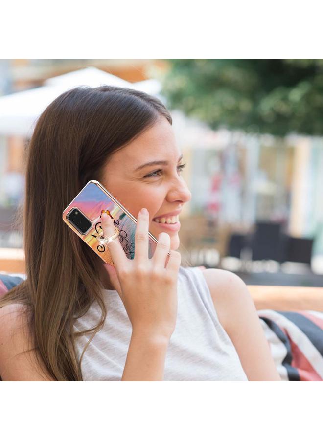 اس-توب جراب لهاتف Samsung Galaxy A02s مقاس 164 مم بنمط طلاء كهربائي IMD TPU مقاوم للصدمات مع حامل حلقي من حجر الراين - Image 4